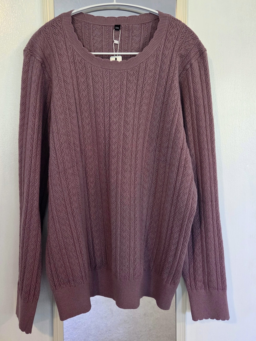 Arach & Cloz XXL Mauve Pointelle Knit Long Sleeve Sweater NWT